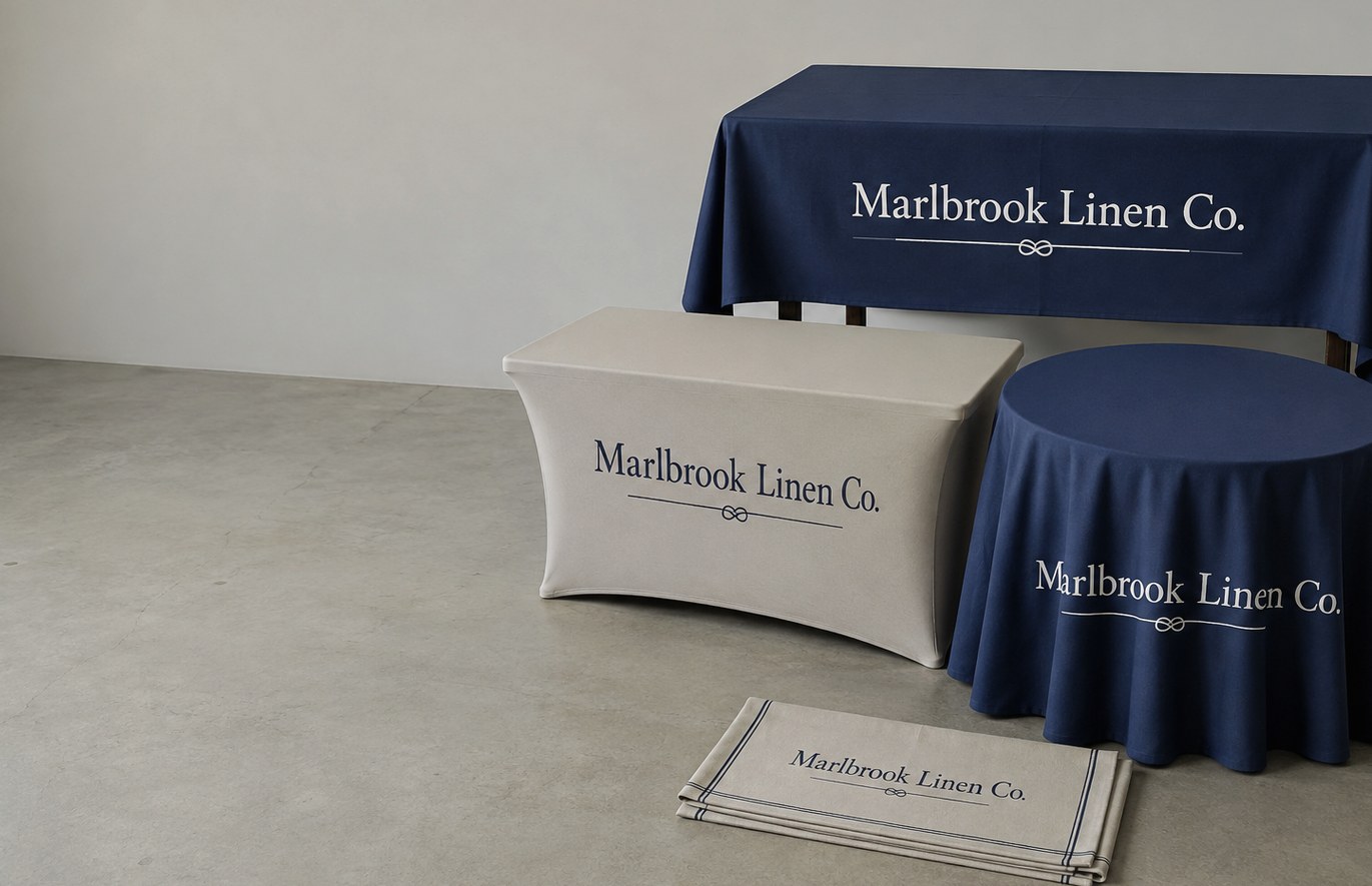 Custom printed tablecloths with logo